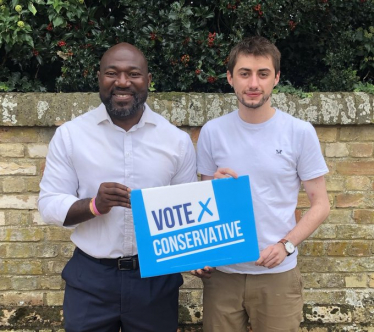 Aubrey campaigning with Festus Akinbusoye